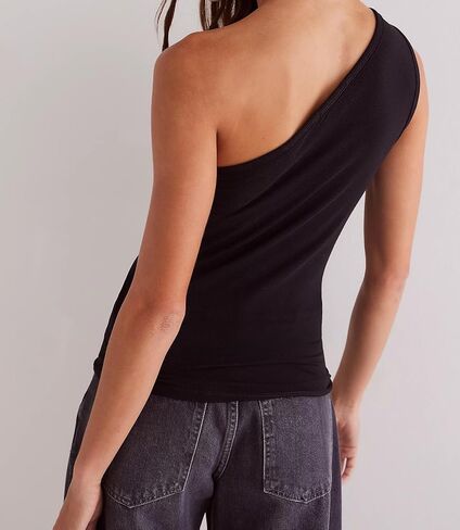 One Shoulder Tank Tops for Women Summer Solid Slim Fit Going Out Tops Casual Sleeveless Y2k Cute Shirts in Kuwait