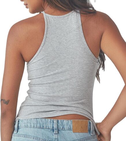 Klassy Network Solid High Neck Brami Tank-Top for Women - Built-in Bra Racerback Full Length Tank with Straps in Saudi Arabia