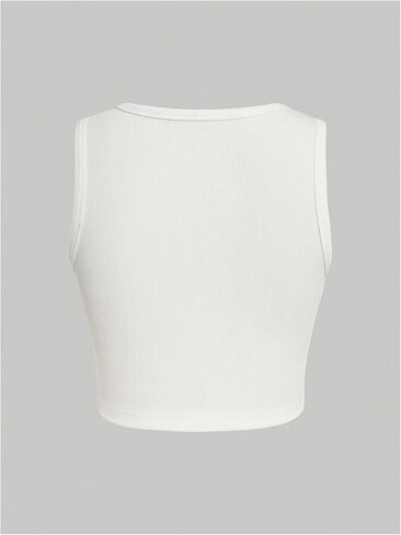 WDIRARA Women's Letter Print Graphic Round Neck Sleeveless Rib Knit Crop Tank Top in Saudi Arabia