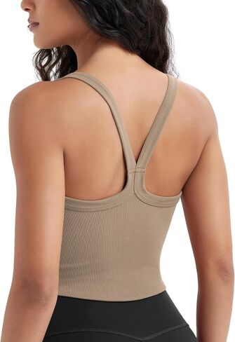 ODODOS Women's Seamless Crop Cami Wide Scoop Neck Ribbed Soft Open Racerback Cropped Tank in Saudi Arabia