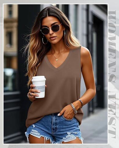 Huukeay 3 Pack Women's Tank Tops V Neck Loose Fit Casual Sleeveless Shirts Summer Flowy Trendy Basic Tee 2026 Fashion in Saudi Arabia