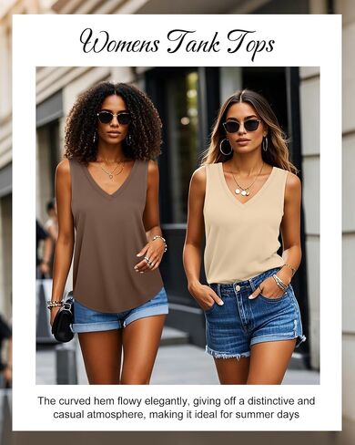 Huukeay 3 Pack Women's Tank Tops V Neck Loose Fit Casual Sleeveless Shirts Summer Flowy Trendy Basic Tee 2026 Fashion in Saudi Arabia