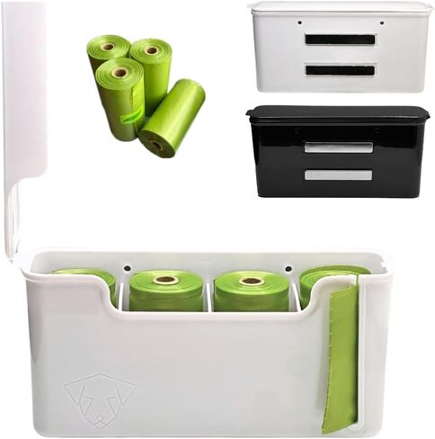 Dog Poop Bag Dispenser - Magnetic Mount - Indoor/Outdoor - Wall Mount - Waste Bag Dispenser - Magnet - Screw-on - Storage - Container + 60 Waste Bags (Black) in Saudi Arabia