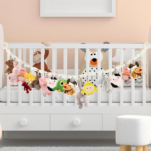 3PCS Hanging Stuffed Animal Storage - Boho Stuffed Animal Hammock Corner for Room Decor, Macrame Stuff Animal Organizer with 60 Metal Clips for Plushies Storage in Saudi Arabia