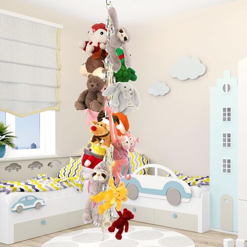 3PCS Hanging Stuffed Animal Storage - Boho Stuffed Animal Hammock Corner for Room Decor, Macrame Stuff Animal Organizer with 60 Metal Clips for Plushies Storage in Saudi Arabia