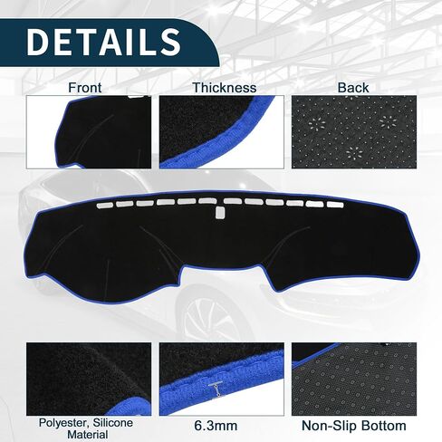 غطاء DASH لـ Honda Insight Non-Slip | Center Console Dashboard Cover Mat Black Blue 1 PCS in Saudi Arabia