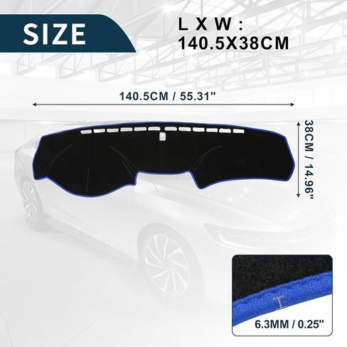 غطاء DASH لـ Honda Insight Non-Slip | Center Console Dashboard Cover Mat Black Blue 1 PCS in Saudi Arabia