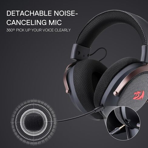 سماعة ألعاب لاسلكية Redragon H858 بثلاثة أوضاع، صوت محيطي 7.1، مشغلات 53 مم، وسادات أذن من إسفنج الذاكرة، ميكروفون قابل للفصل لإلغاء الضوضاء، سماعات فوق الأذن تعمل للجوال، الكمبيوتر الشخصي/PS5/XBOX/NS in Saudi Arabia