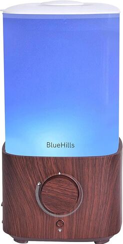 Bluehills Premium 2300 ml XL كبير الناشر للزيت العطري مجموعة كبيرة من المرطب لغرفة كبيرة منزل تغطية ضخمة 2 لتر الناشر الضخم مع ديكور LED أضواء مربعة مربعة الخشب الداكن - L003 in Kuwait
