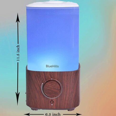 Bluehills Premium 2300 ml XL كبير الناشر للزيت العطري مجموعة كبيرة من المرطب لغرفة كبيرة منزل تغطية ضخمة 2 لتر الناشر الضخم مع ديكور LED أضواء مربعة مربعة الخشب الداكن - L003 in Kuwait
