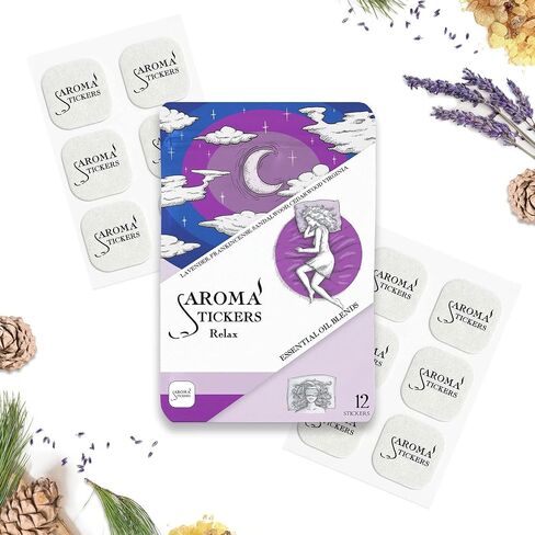Aroma choysers® Original Relend Edition - 100 ٪ ملصقات القناع الطبيعية للزيت العطري لقناع الوجه والوسادة (12 ملصق/كمبيوتر) - رائحة/استرخاء (حزمة من 1) in Kuwait