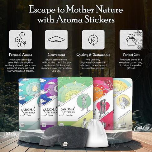 Aroma choysers® Original Relend Edition - 100 ٪ ملصقات القناع الطبيعية للزيت العطري لقناع الوجه والوسادة (12 ملصق/كمبيوتر) - رائحة/استرخاء (حزمة من 1) in Kuwait