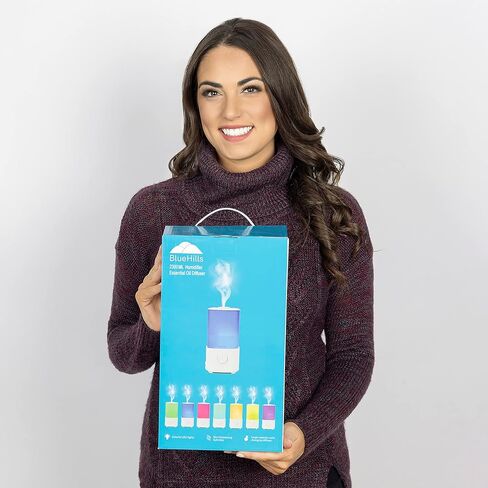 Bluehills Premium 2300 ml XL كبير الناشر للزيت العطري مجموعة كبيرة من المرطب لغرفة كبيرة منزل تغطية ضخمة 2 لتر الناشر الضخم مع ديكور LED أضواء مربعة مربعة الخشب الداكن - L003 in Kuwait