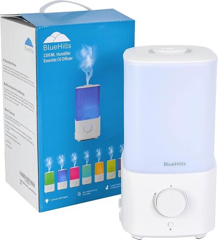 Bluehills Premium 2300 ml XL كبير الناشر للزيت العطري مجموعة كبيرة من المرطب لغرفة كبيرة منزل تغطية ضخمة 2 لتر الناشر الضخم مع ديكور LED أضواء مربعة مربعة الخشب الداكن - L003 in Kuwait