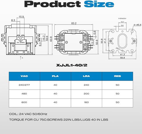 AC Contactor, Malictele 2 Pole 40 Amp 24V Coil Air Conditioner Contactor HVAC Contactor for AC Unit Outdoor Compatible Condenser Compressors Refrigeration Systems Motors etc in Saudi Arabia