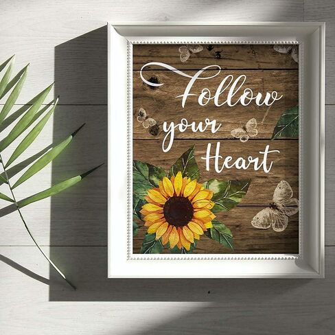 IIILUYOT Quote Wall Art Print for Farmhouse, 4Pack Sunflower Butterflies Inspirational Poster 8"X10" Living Room Country Style Wall Decor New Beginning Poster Home Office Decor, Unframe in Saudi Arabia