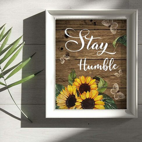 IIILUYOT Quote Wall Art Print for Farmhouse, 4Pack Sunflower Butterflies Inspirational Poster 8"X10" Living Room Country Style Wall Decor New Beginning Poster Home Office Decor, Unframe in Saudi Arabia