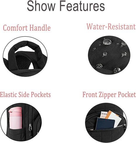 15.6 Inch Laptop Backpack Travel Quilted Casual Daypack for Women Water-Resistant Large Capacity Bag Pink in Saudi Arabia