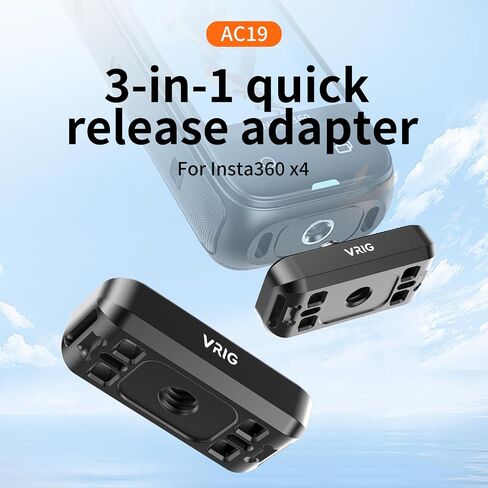 VRIG Quick Release Mount for Insta360 X4 Magnetic Mount Accessory 3-in-1 Multi x 4 Special Quick Release Adapter Device Compatible Quick Release 1/4 Tripod Fixed Sports Camera Selfie Stick in Saudi Arabia