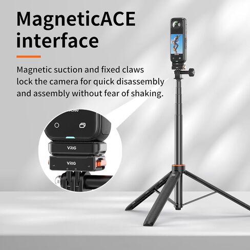 VRIG Quick Release Mount for Insta360 X4 Magnetic Mount Accessory 3-in-1 Multi x 4 Special Quick Release Adapter Device Compatible Quick Release 1/4 Tripod Fixed Sports Camera Selfie Stick in Saudi Arabia