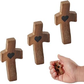 coddlecove cross my heart wooden cross,easter decorations Encouragement Gift,Portable Religious Decor & Fidget Stress Relief for Christians Portable Thumb Cross. (3) in Saudi Arabia