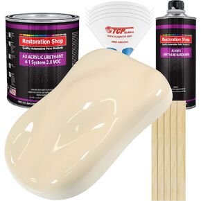 Restoration Shop - Wimbledon White Acrylic Urethane Auto Paint - Complete Gallon Paint Kit - Professional Single Stage High Gloss Automotive, Car, Truck Coating, 4:1 Mix Ratio, 2.8 VOC in Kuwait