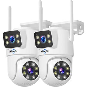Hiseeu Wireless Security Camera System, 5G/2.4G WiFi, Dual Lens View, Full HD Color Night Vision, Smart Motion Detection, Auto Track,Two-Way Audio, 2K Home Safety Camera, 1TB HDD, No Monthly Fees in Kuwait