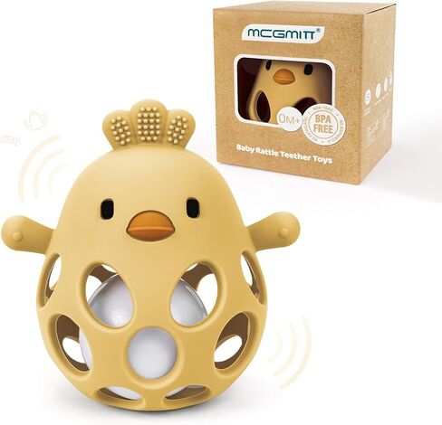 MCGMITT Baby Teething Toys for 3-6 Months, Easy Grasp Silicone Infant Rattle Teether Toy for 0-12 Months, BPA-Free Food Grade Baby Montessori Sensory Toys, Soft Infant Chew Toys for Teething Relief in Saudi Arabia