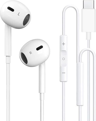 2 Pack-USB C Headphones Wired for iPhone 15, Type C Earphones with Microphone & Remote Noise Cancelling Earbuds for iPhone 15 Pro Max, iPad, Galaxy S23/S22/S21/S20/Ultra Note 10/20, Pixel 7/6/5/4 in Saudi Arabia
