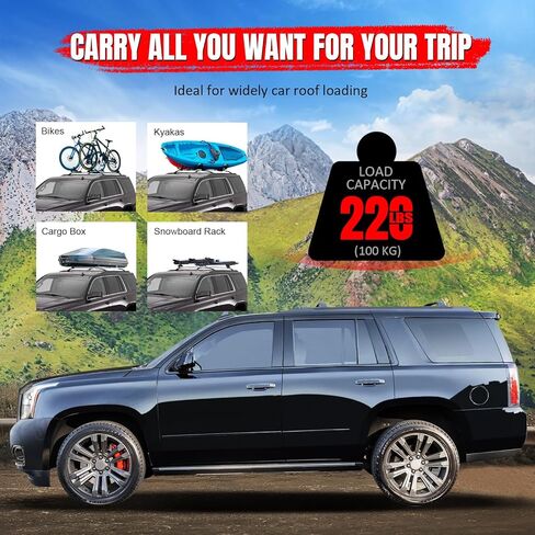 Ikon Motorsports Cross Bars ، متوافقة مع 2015-2020 Chevy Tahoe Suburban Escalade GMC Yukon ، مصنع النمط الأسود شحن شحن رف النقل in Saudi Arabia