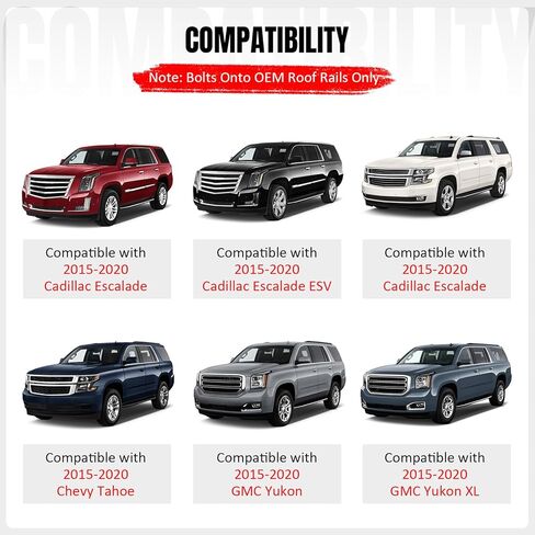 Ikon Motorsports Cross Bars ، متوافقة مع 2015-2020 Chevy Tahoe Suburban Escalade GMC Yukon ، مصنع النمط الأسود شحن شحن رف النقل in Saudi Arabia