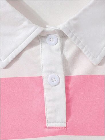 SweatyRocks Girl's Striped Collar T Shirt Short Sleeve Half Button Summer Tee Tops in Saudi Arabia