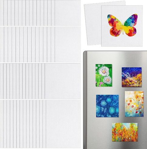 60 Pcs Mini Magnetic Canvas Panel Boards Magnetic Painting Canvas Panel Various Size for Painting Fridge Locker Art Crafts DIY in Kuwait