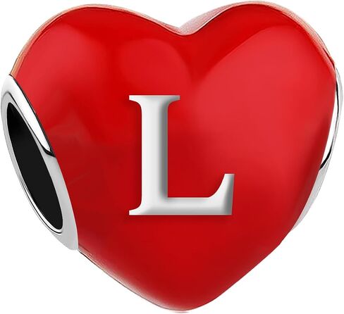 A-Z Initials Letter Alphabet Heart Red Womens Bead Charms for Bracelets Compatible with Pandora Bracelets in Saudi Arabia