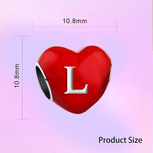 A-Z Initials Letter Alphabet Heart Red Womens Bead Charms for Bracelets Compatible with Pandora Bracelets in Saudi Arabia