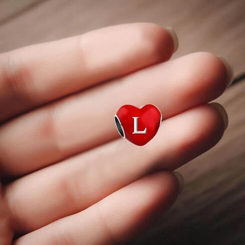 A-Z Initials Letter Alphabet Heart Red Womens Bead Charms for Bracelets Compatible with Pandora Bracelets in Saudi Arabia