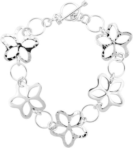Sterling Silver Flowers Toggle Bracelet, 7.5 inches Long in Saudi Arabia