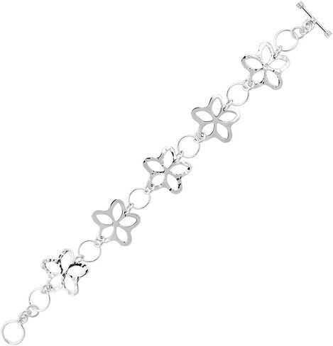 Sterling Silver Flowers Toggle Bracelet, 7.5 inches Long in Saudi Arabia