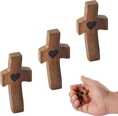 Coddlecove Cross My Heart Wooden Cross ، Heast Decortations Chigragement Gift ، Decor Decore Decore and Tidget Leaff For Cross Thumb Cross المحمولة. (3) in Saudi Arabia