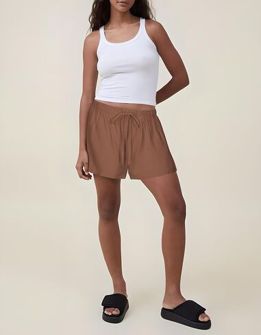 GUOLEZEEV Women Shorts Casual Drawstring Elastic Waist Flowy Linen Cute Y2k Beach Shorts in Saudi Arabia