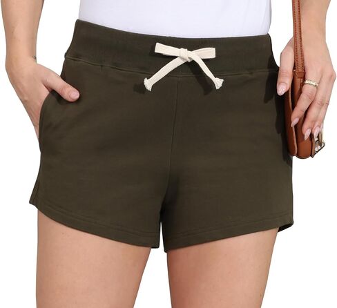 HOW'ON Shorts for Women Comfy Elastic Waisted Drawstring Casual Summer Shorts with Pocket in Saudi Arabia