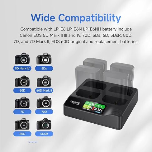 Accsoon Toprig 4-Channel PD 100W Fast NP-F Battery Charger with LCD Display, Compatible with Sony NP-F550, NP-F750, NP-F770, NP-F960, NP-F970 or Other NP-F Series Camera Battery in Kuwait