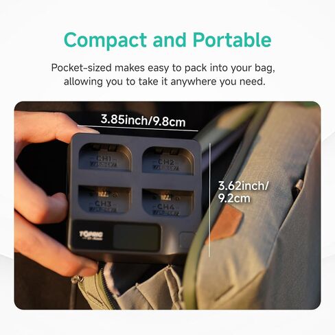 Accsoon Toprig 4-Channel PD 100W Fast NP-F Battery Charger with LCD Display, Compatible with Sony NP-F550, NP-F750, NP-F770, NP-F960, NP-F970 or Other NP-F Series Camera Battery in Kuwait