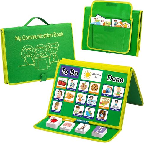Pecs Communication Book, Visual Schedule for Kids with Autism, Nonverbal Communication Board, Pecs Book 196 Cards, Toddler Autism Materials for Home School, Vocabulary Cards, Printed in Kuwait