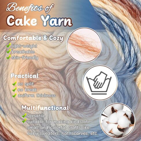 غزل كعكة aeelike للكروشيه ، 3 skeins تدرج كعكة خيوط 100g (3.52 أوقية) 245 متر (267 ياردة) ، خيوط ombré ombré ناع in Kuwait