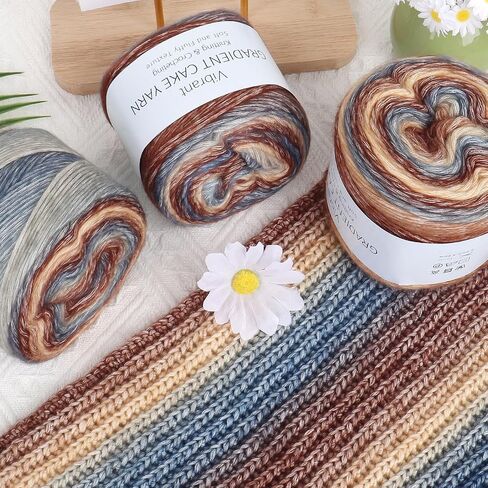 غزل كعكة aeelike للكروشيه ، 3 skeins تدرج كعكة خيوط 100g (3.52 أوقية) 245 متر (267 ياردة) ، خيوط ombré ombré ناع in Kuwait