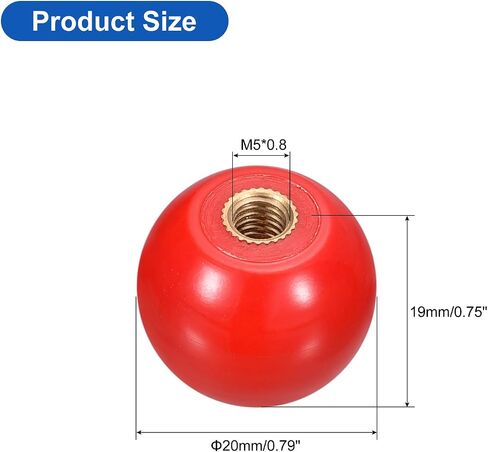 uxcell Threaded Ball Knobs, M10 Female Thread Thermoset Ball Knob 40mm Dia Round Operation Ball Handles with Copper Insert for Machine Lever Handle, Black in Saudi Arabia