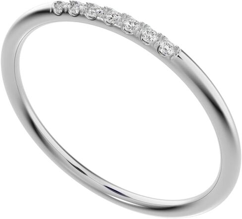 Clara Pucci 0.07 Ct Round Cut Moissanite Dainty Minimalist Simple Stackable Vintage Bar Light 14K Solid White Gold Everyday Wedding Band in Saudi Arabia