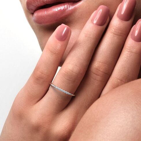 Clara Pucci 0.07 Ct Round Cut Moissanite Dainty Minimalist Simple Stackable Vintage Bar Light 14K Solid White Gold Everyday Wedding Band in Saudi Arabia