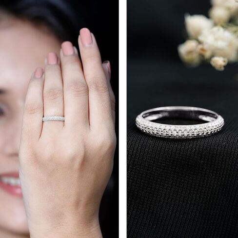 خاتم النصف الخلوي المعتمد من Moissanite للنساء ، حلقة شبه الأبدية ، جودة D-VS1 in Kuwait